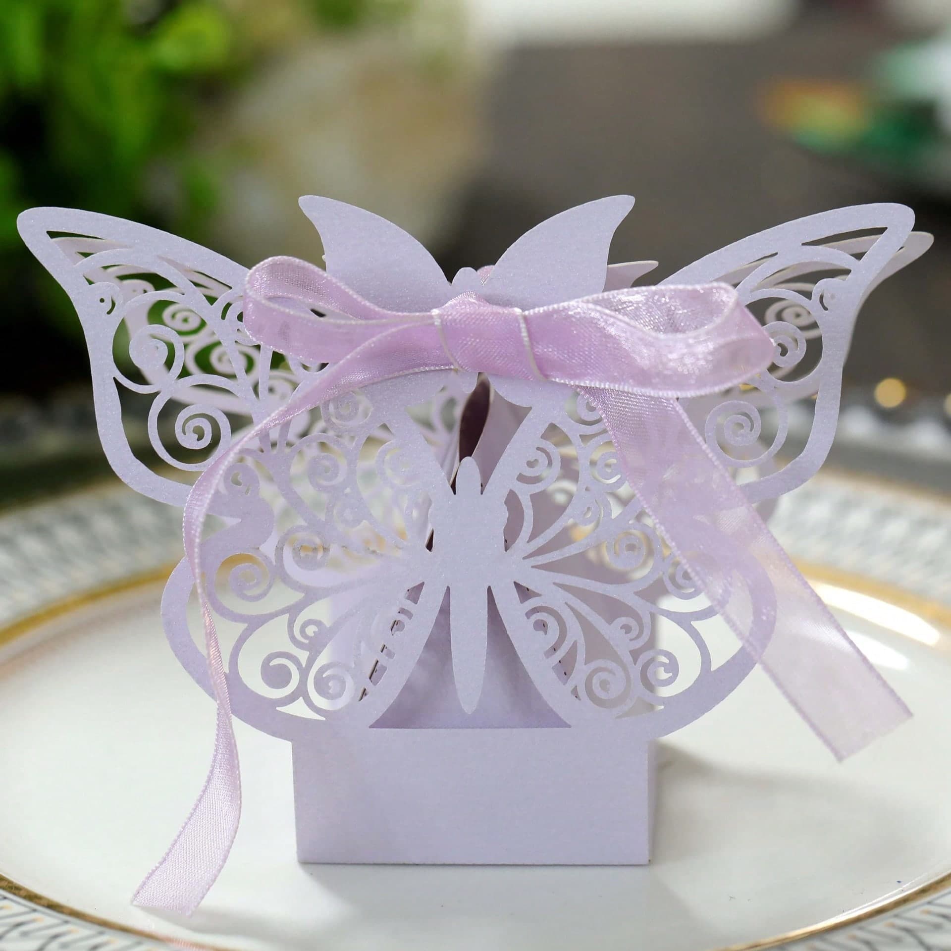 10 Pièces Boîte À Chocolats En Forme De Papillon Creux De Couleur Violette Claire